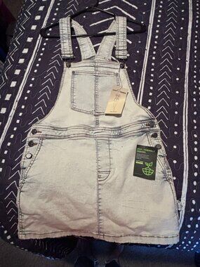 Light wash denim overall dress